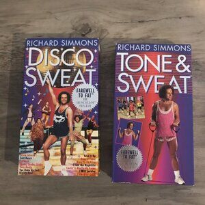 Set Of 2 Richard Simmons Disco Sweat Tone & Sweat Workout VHS